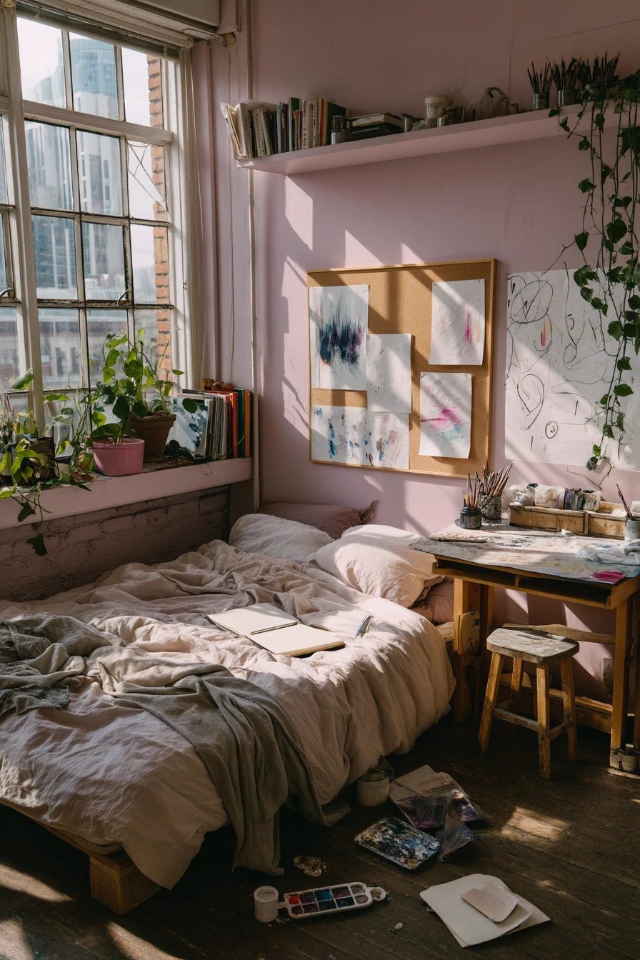 bedrooms with light pink walls 27