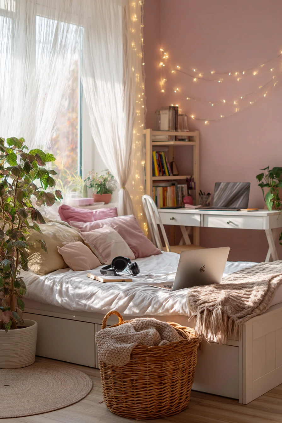 bedrooms with light pink walls 35