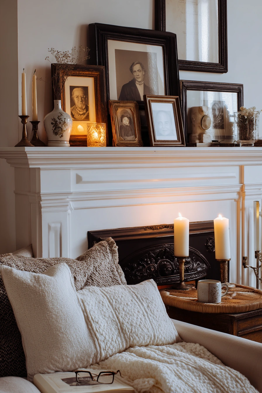 black and white mantel decor ideas 15