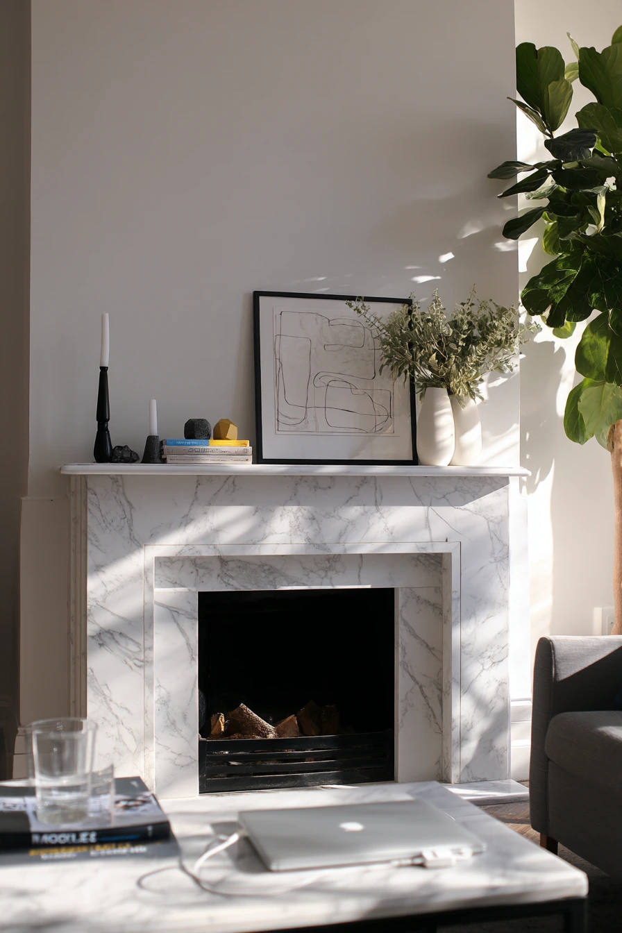 black and white mantel decor ideas 28