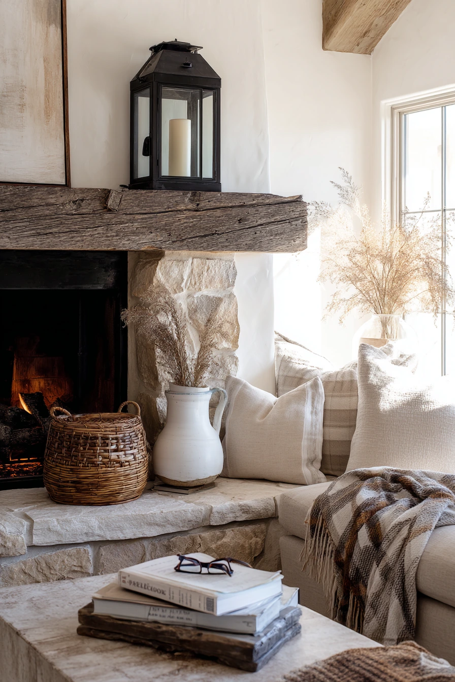 black and white mantel decor ideas 29
