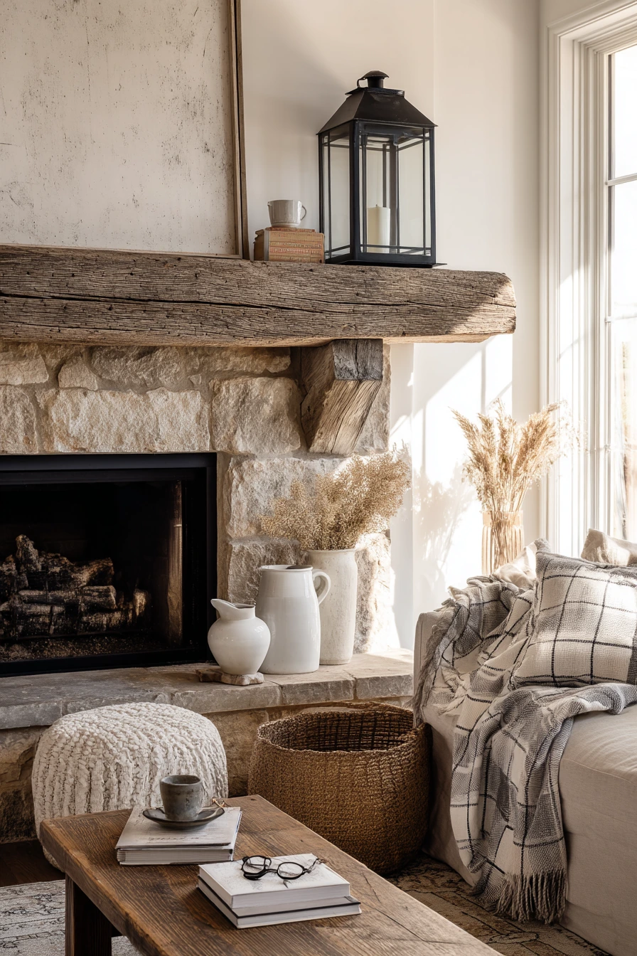 black and white mantel decor ideas 30