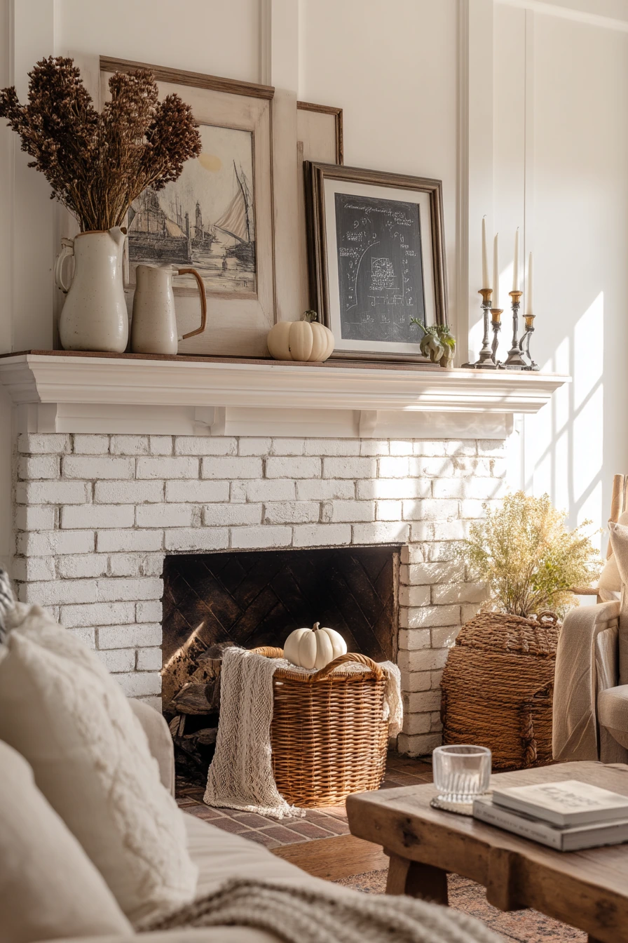 black and white mantel decor ideas 7
