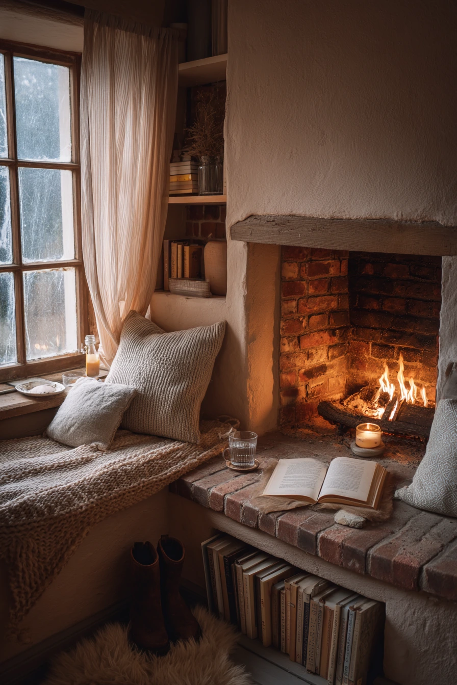 cozy fireplace nook ideas 1