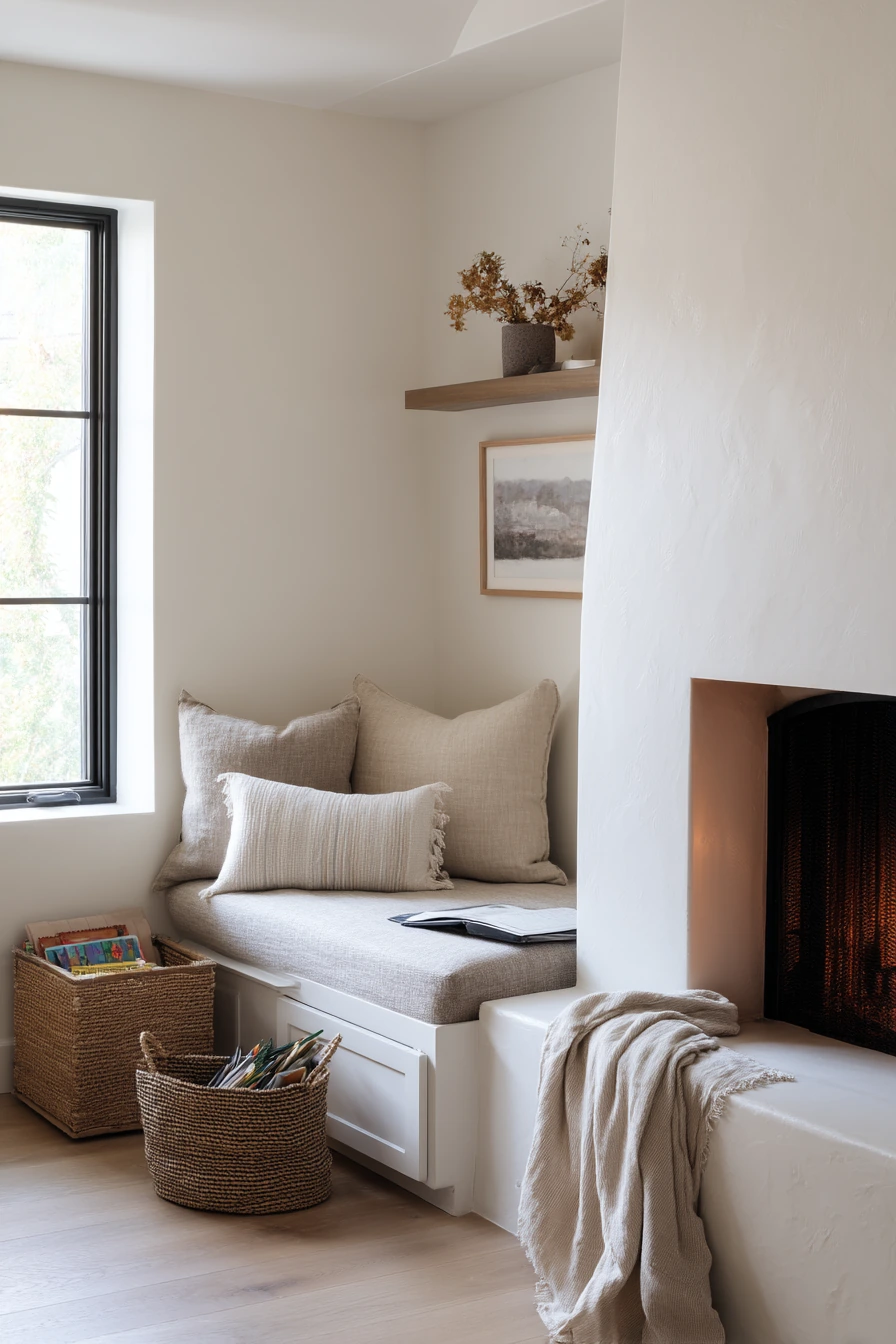 cozy fireplace nook ideas 10