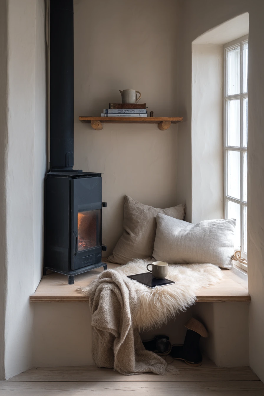 cozy fireplace nook ideas 14