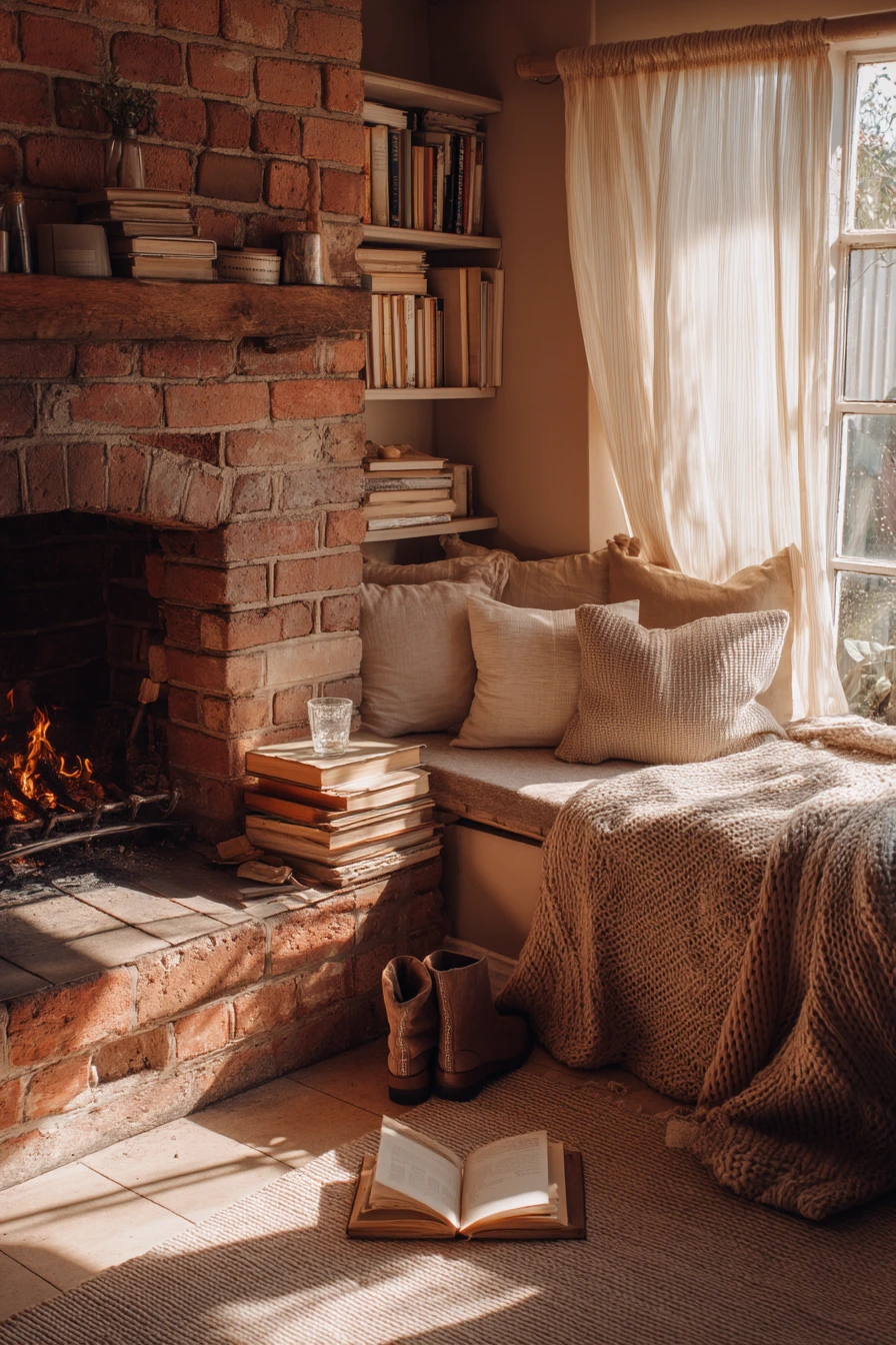 cozy fireplace nook ideas 2