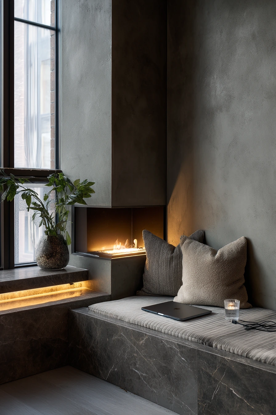 cozy fireplace nook ideas 27