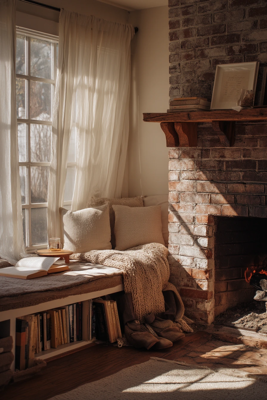 cozy fireplace nook ideas 3