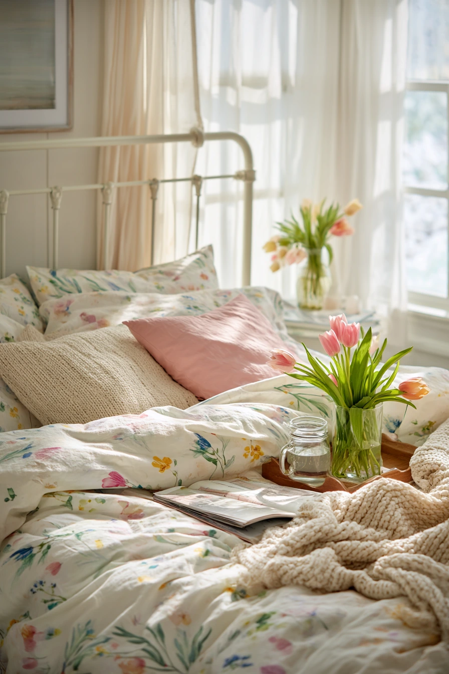 cozy fresh spring bedding ideas 7