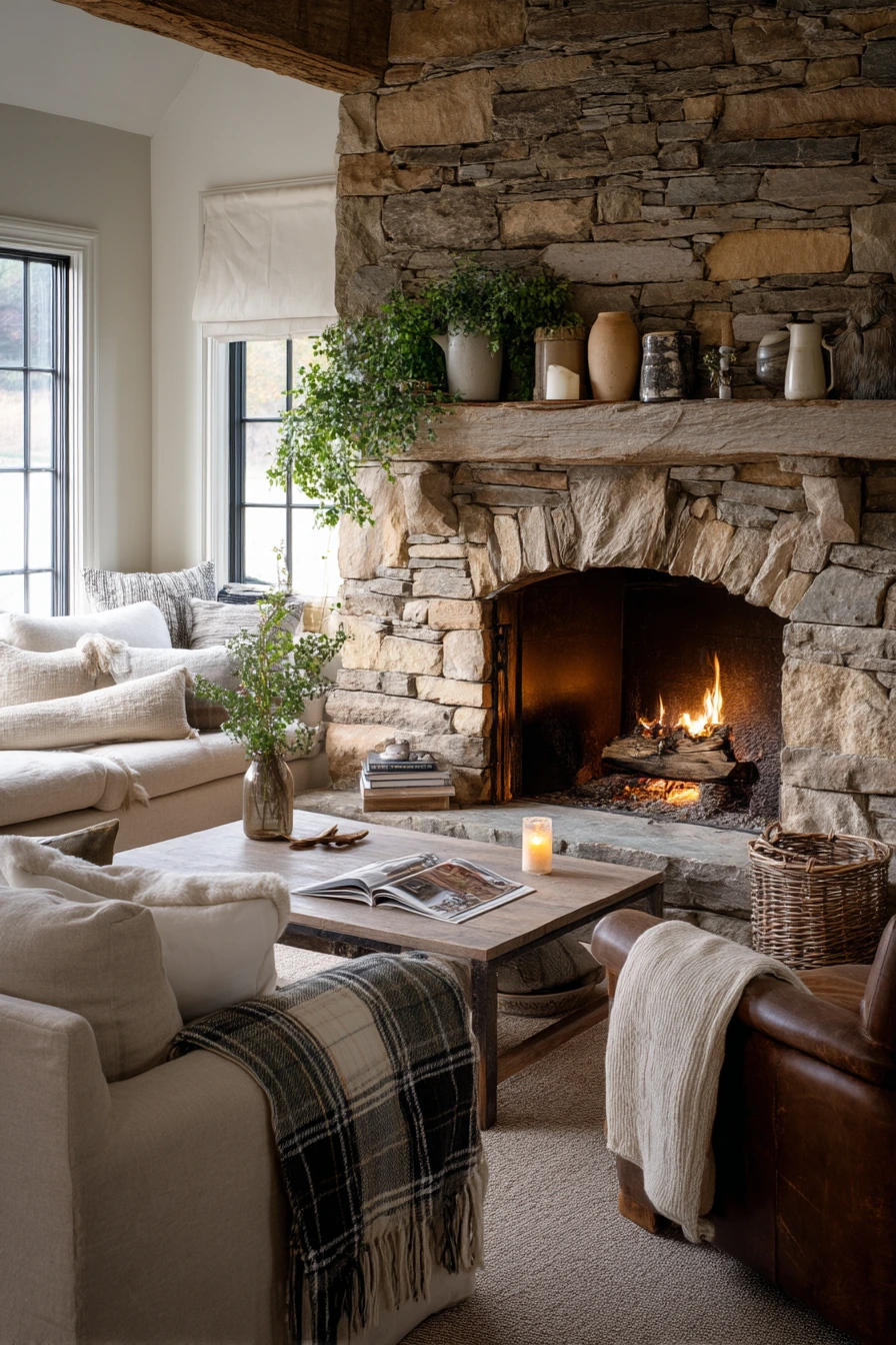 farmhouse living room ideas 13