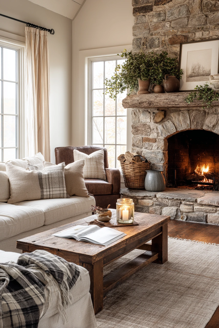 farmhouse living room ideas 15