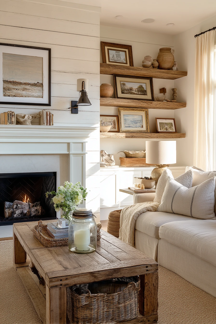 farmhouse living room ideas 38