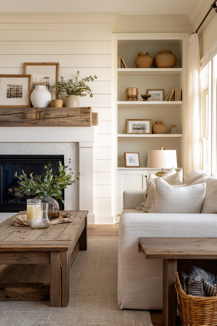 farmhouse living room ideas 40