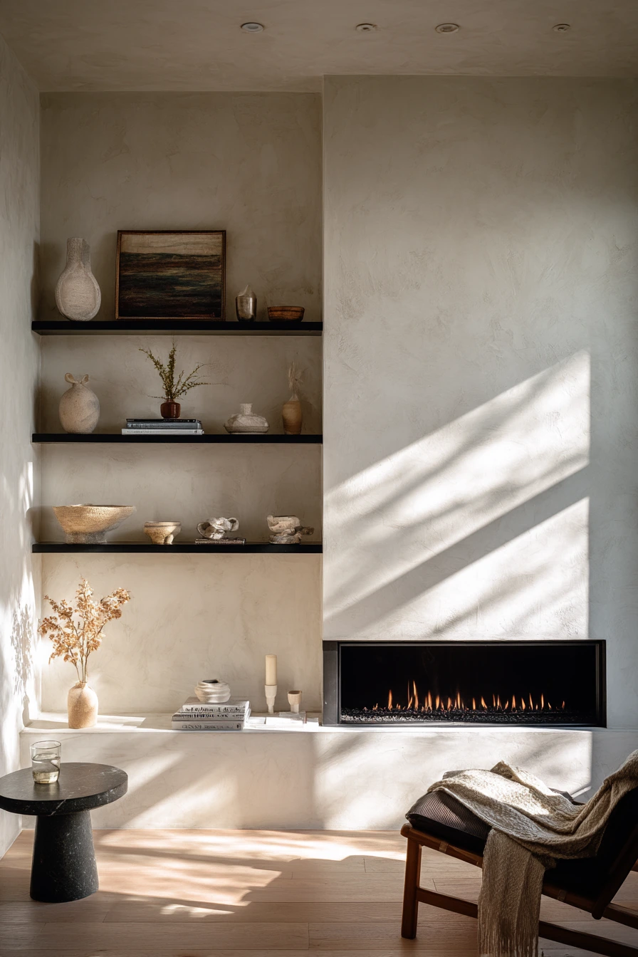 fireplace built ins with shelves 38