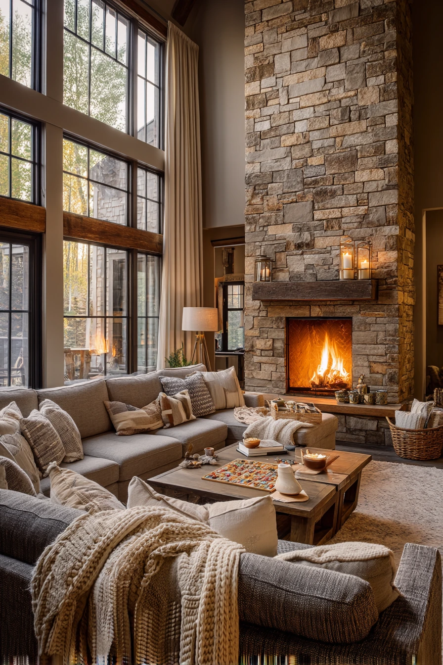 floor to ceiling fireplace ideas 37