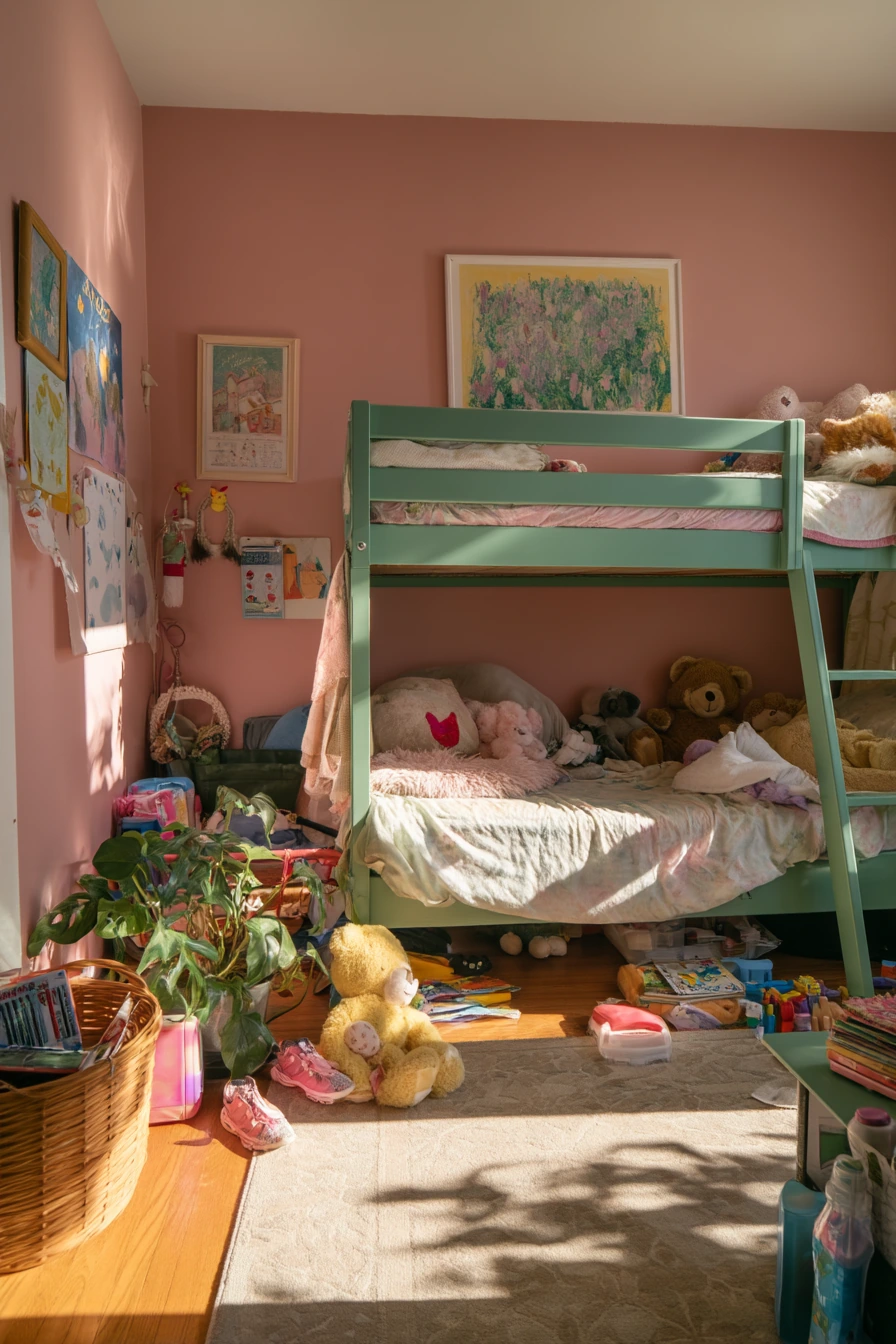 pink and green bedroom 18