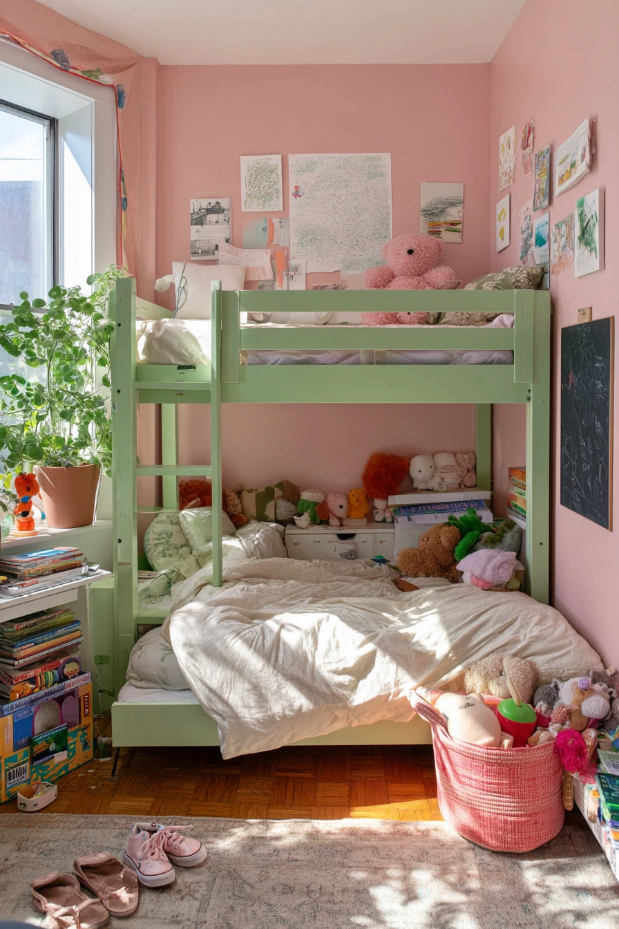 pink and green bedroom 19