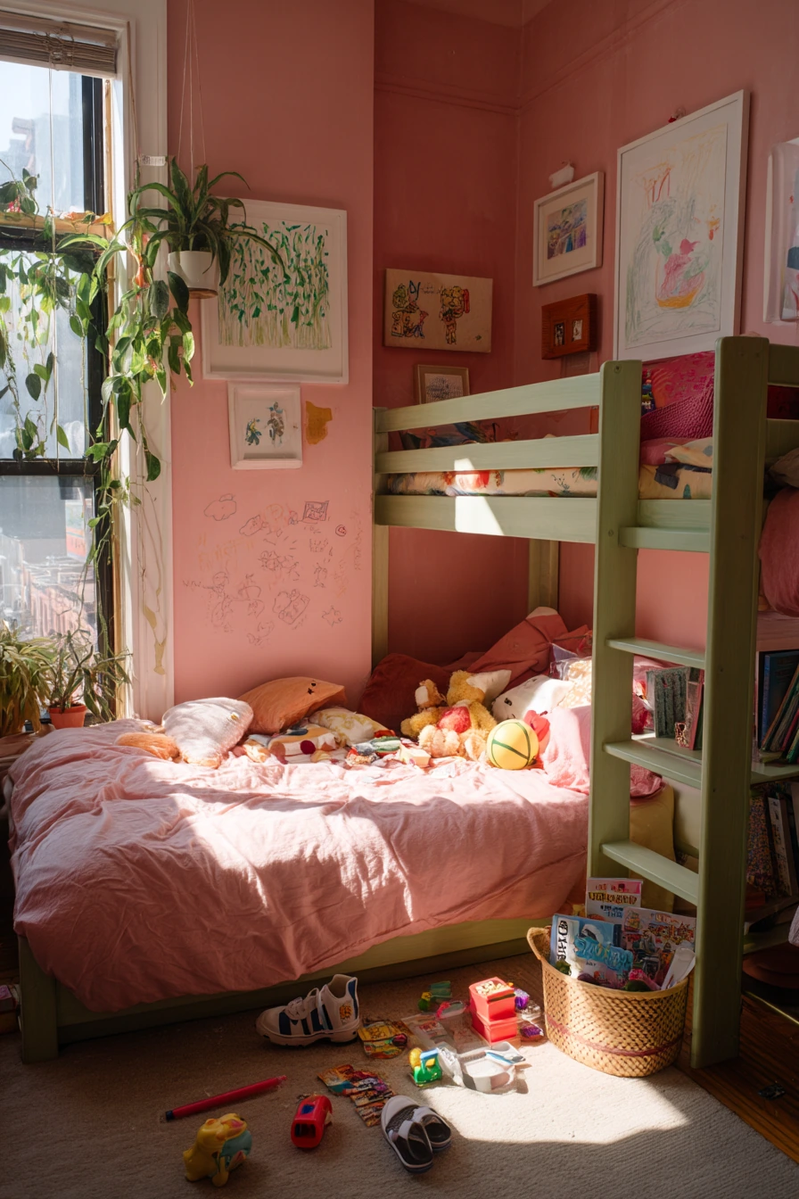 pink and green bedroom 20