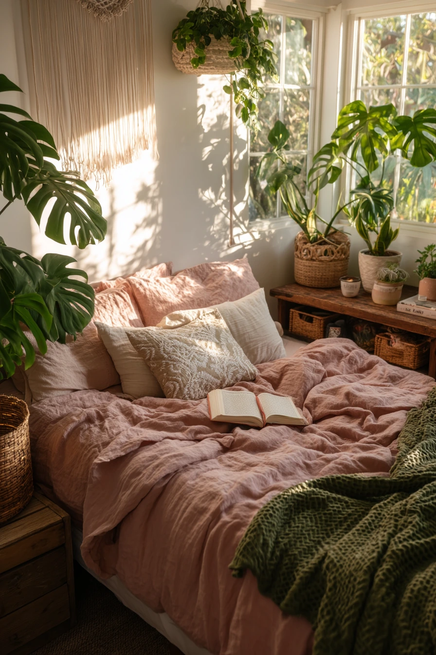 pink and green bedroom 35