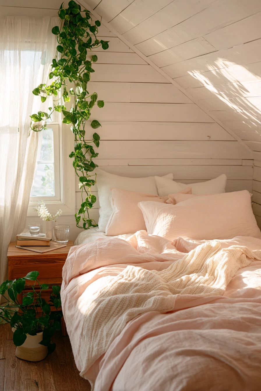 pink and white bedroom 1