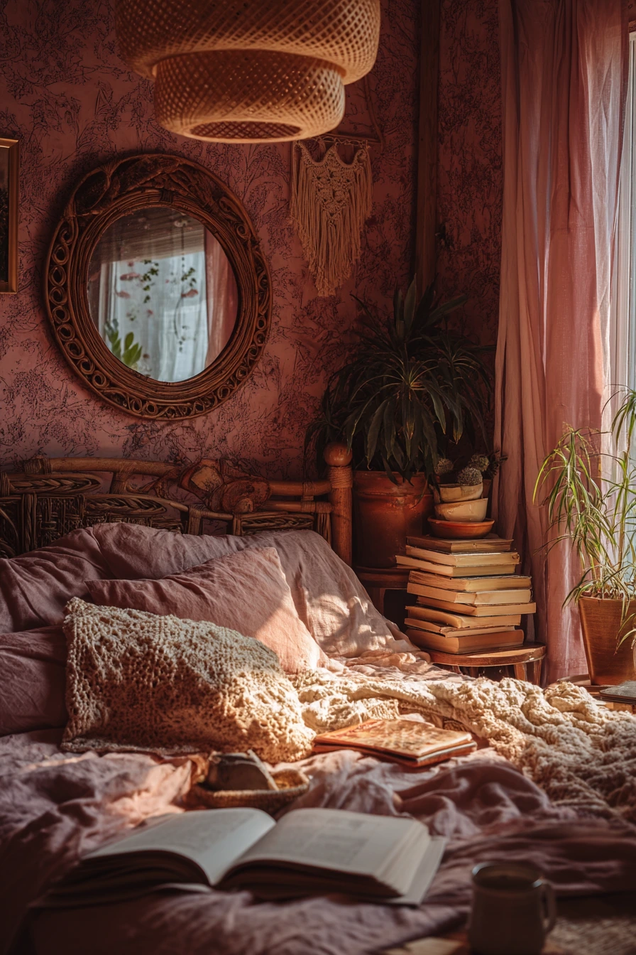 pink bohemian bedroom 11