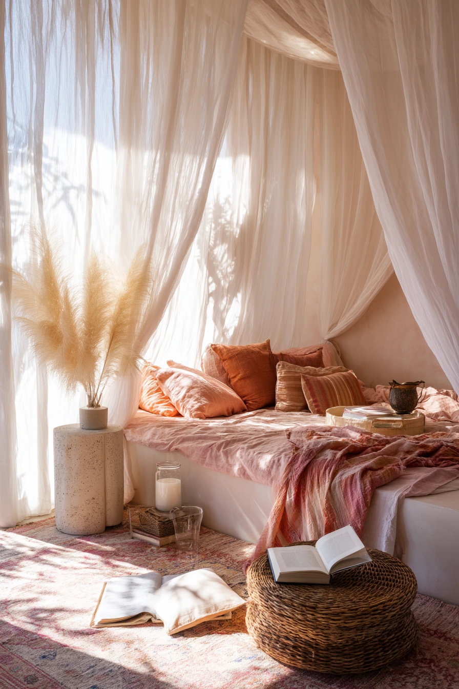 pink bohemian bedroom 14