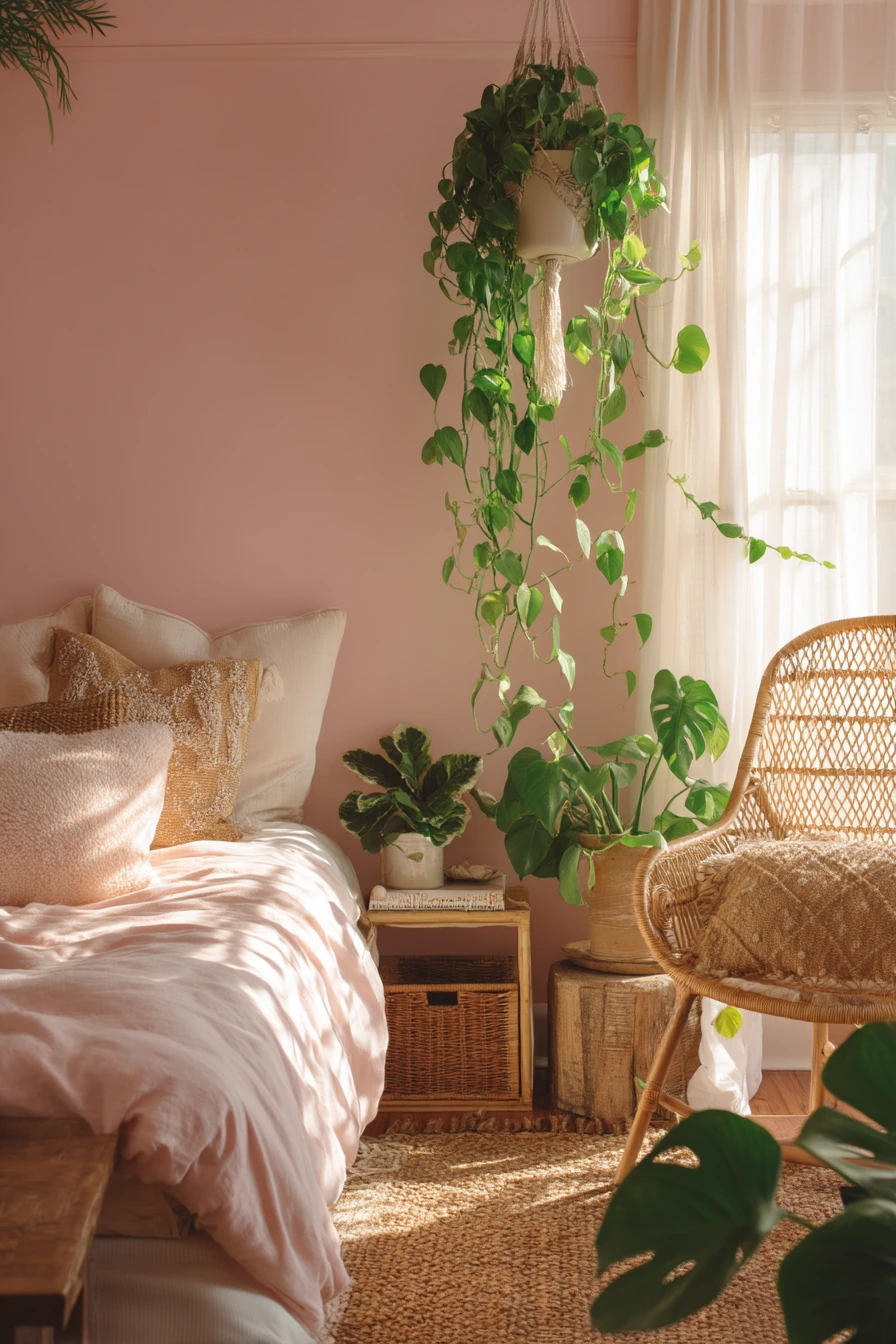 pink bohemian bedroom 29