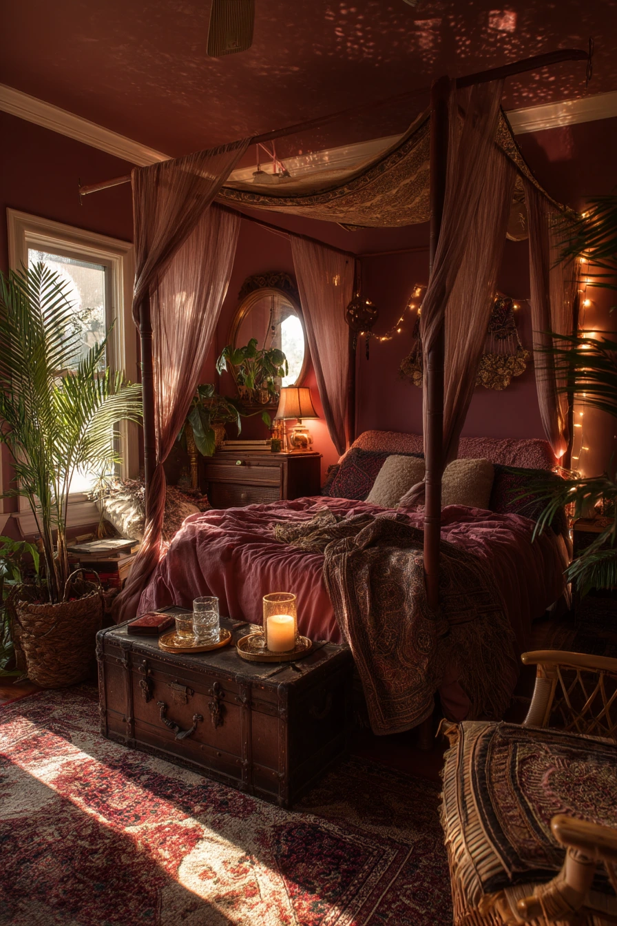 pink bohemian bedroom 38