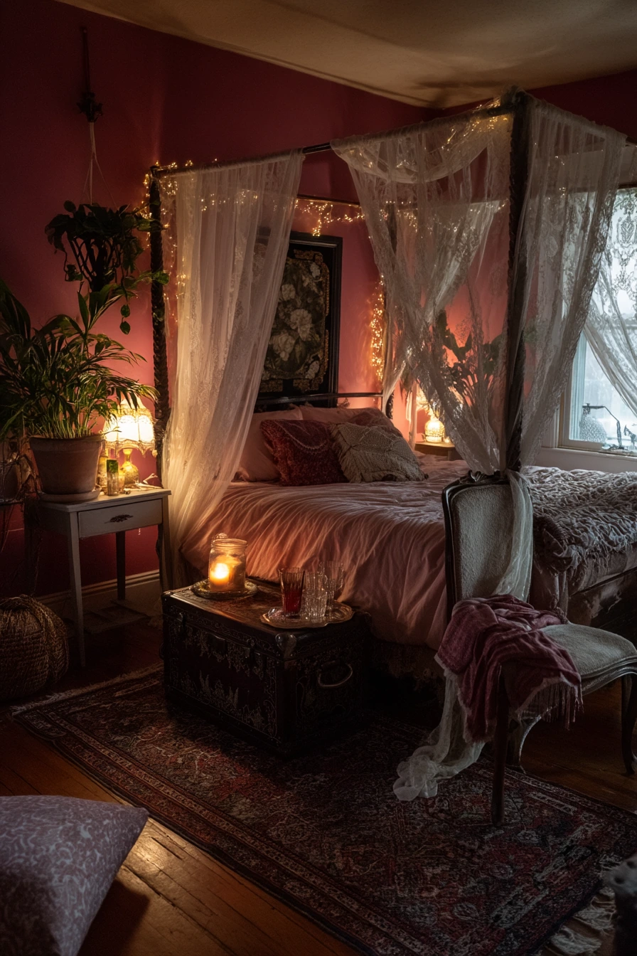 pink bohemian bedroom 39