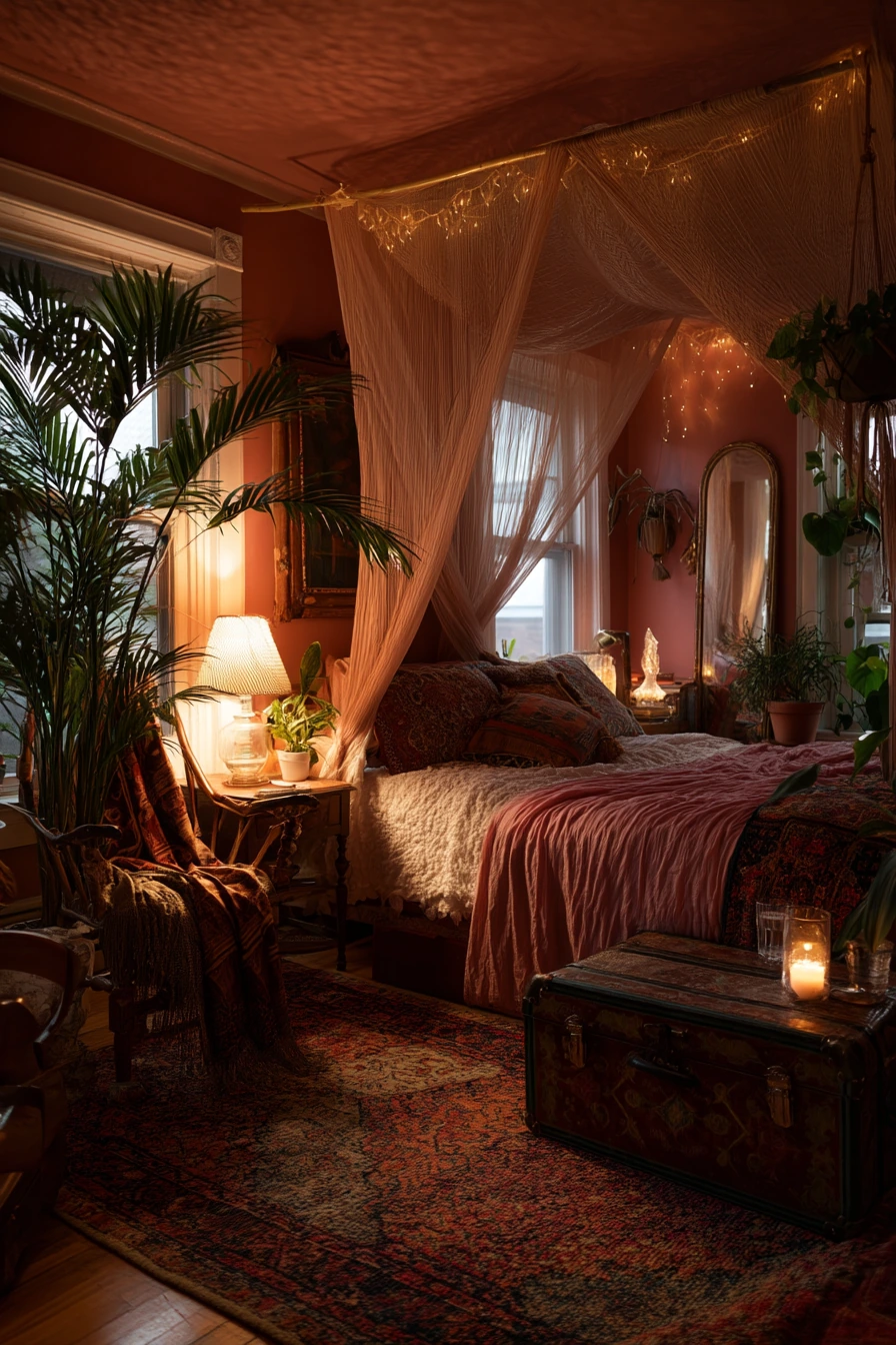 pink bohemian bedroom 40