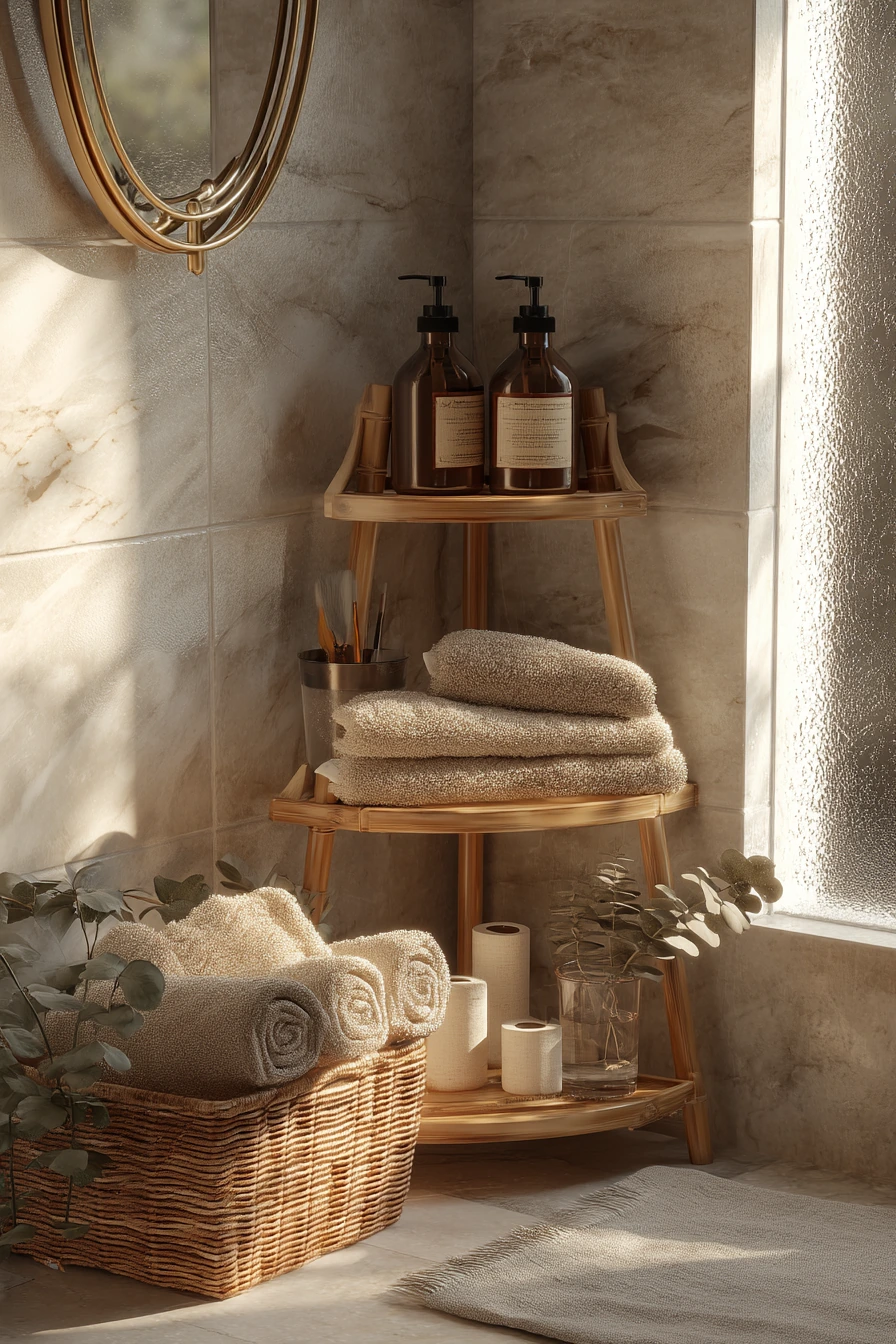 small bathroom corner storage ideas 27