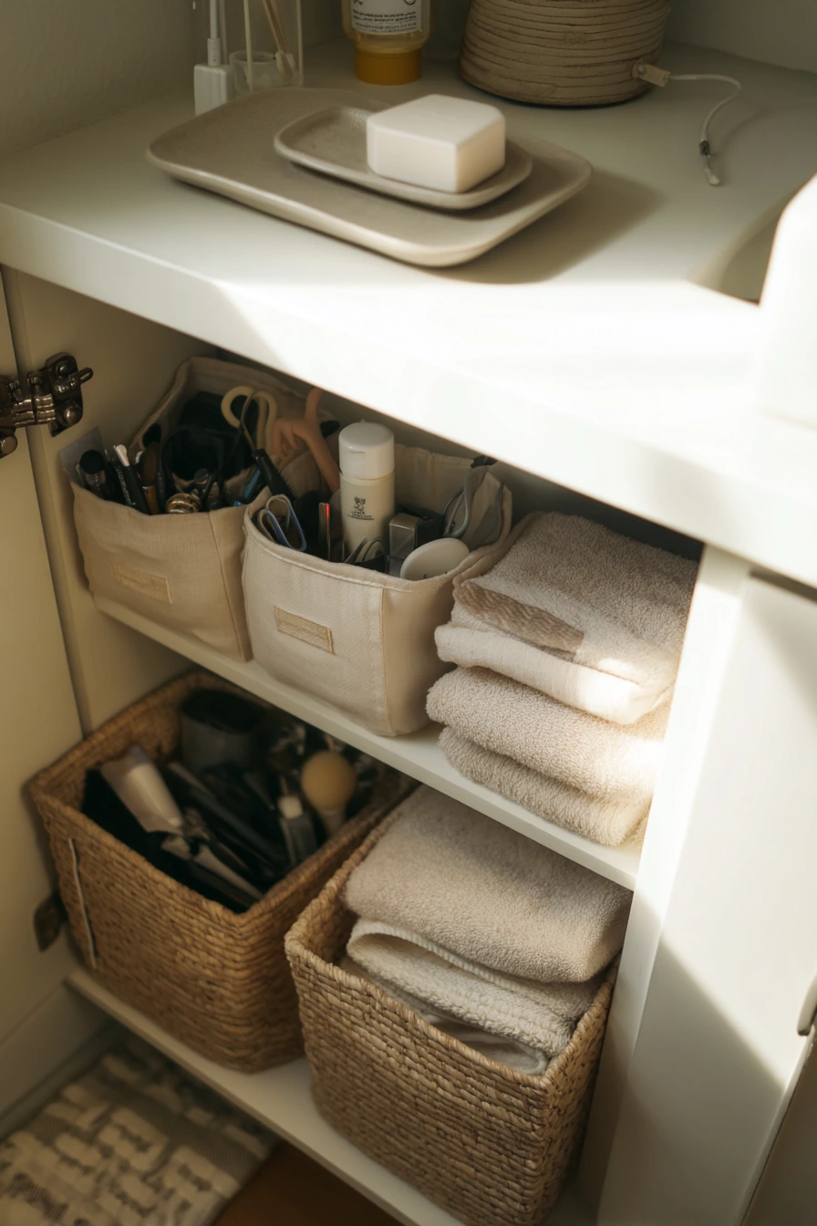 small bathroom under sink storage ideas 26