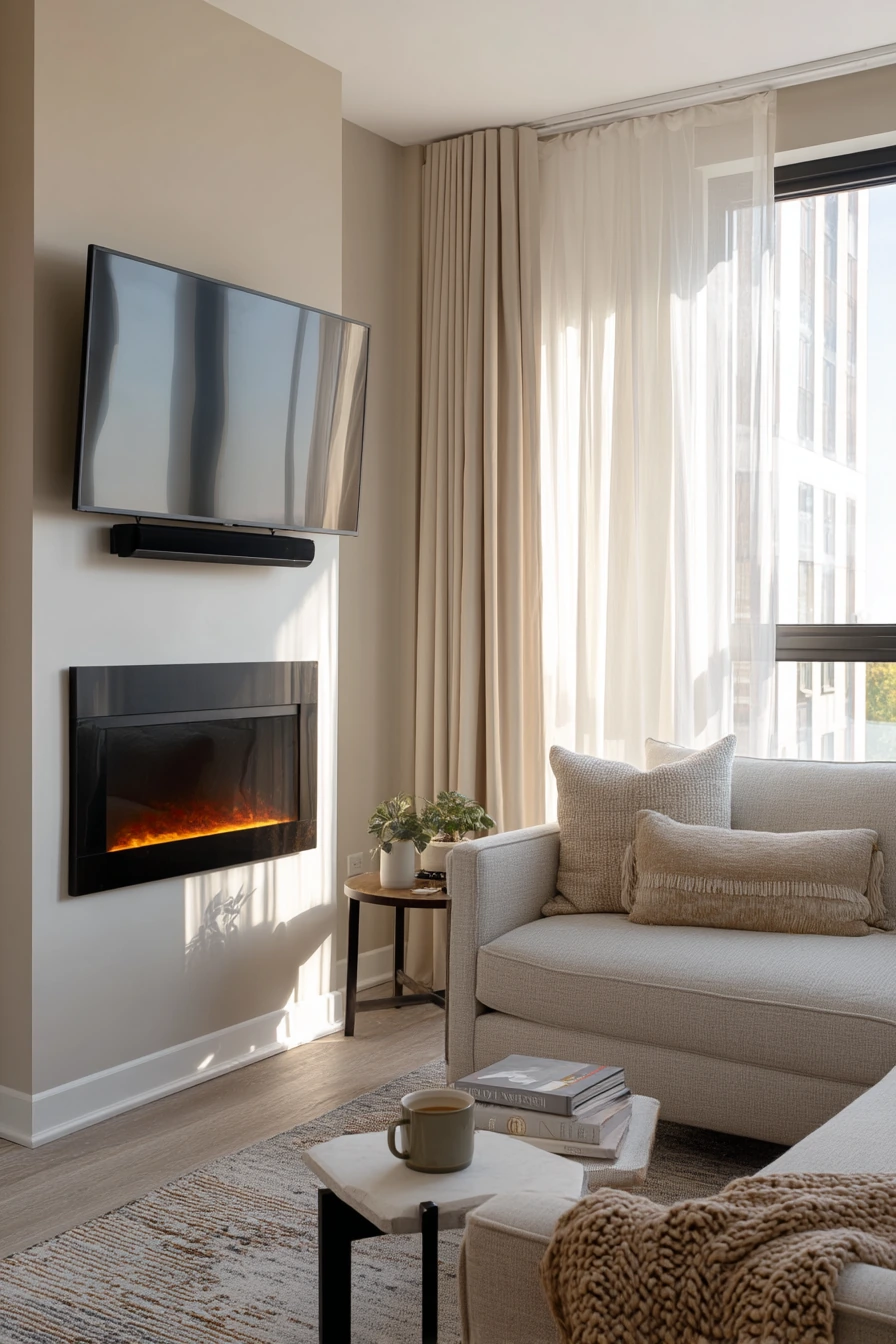 tv above fireplace layout ideas 14