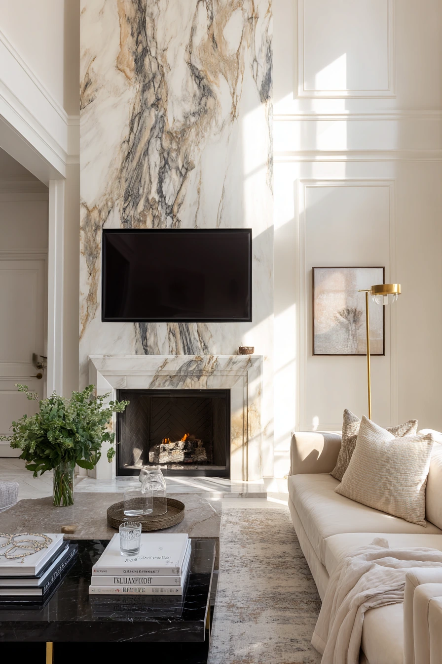 tv above fireplace layout ideas 26