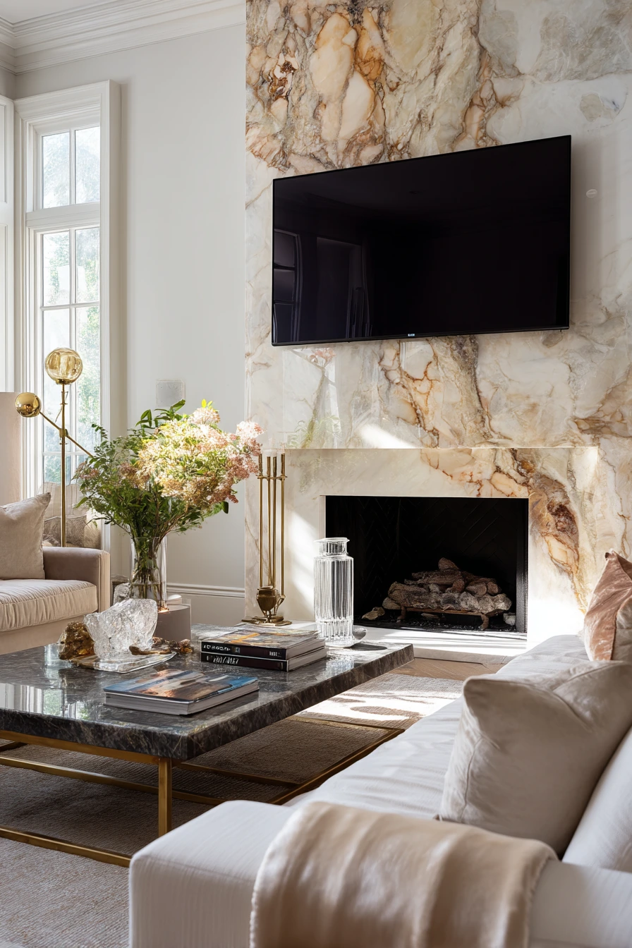tv above fireplace layout ideas 27
