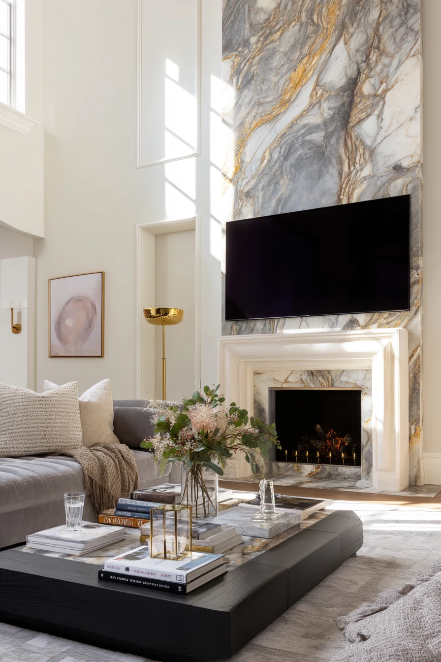 tv above fireplace layout ideas 28