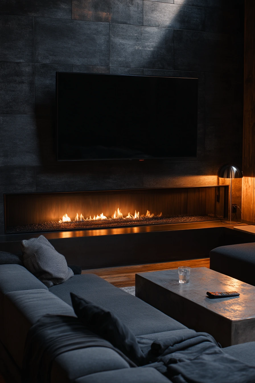 tv above fireplace layout ideas 34