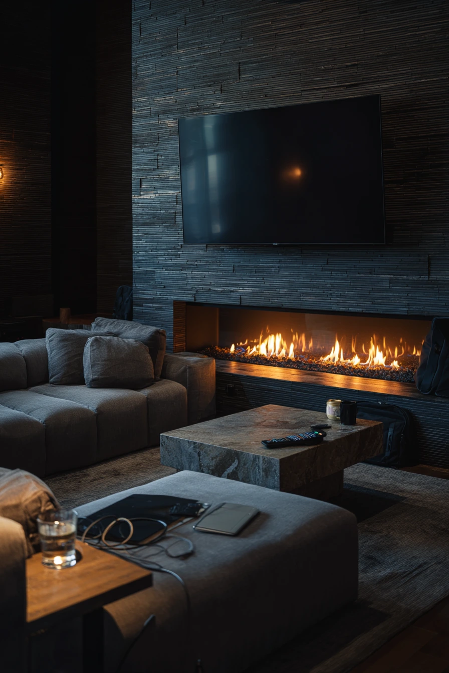 tv above fireplace layout ideas 36