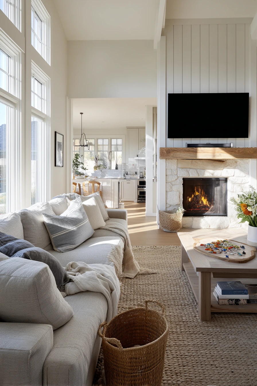 tv above fireplace layout ideas 39