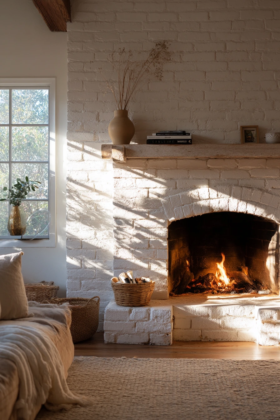 white brick fireplace ideas 1