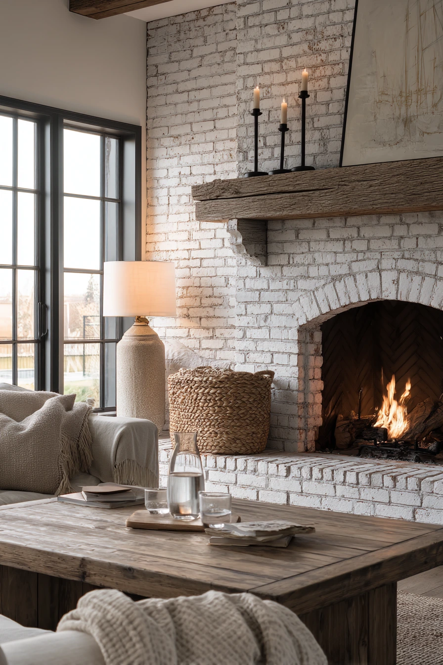 white brick fireplace ideas 11