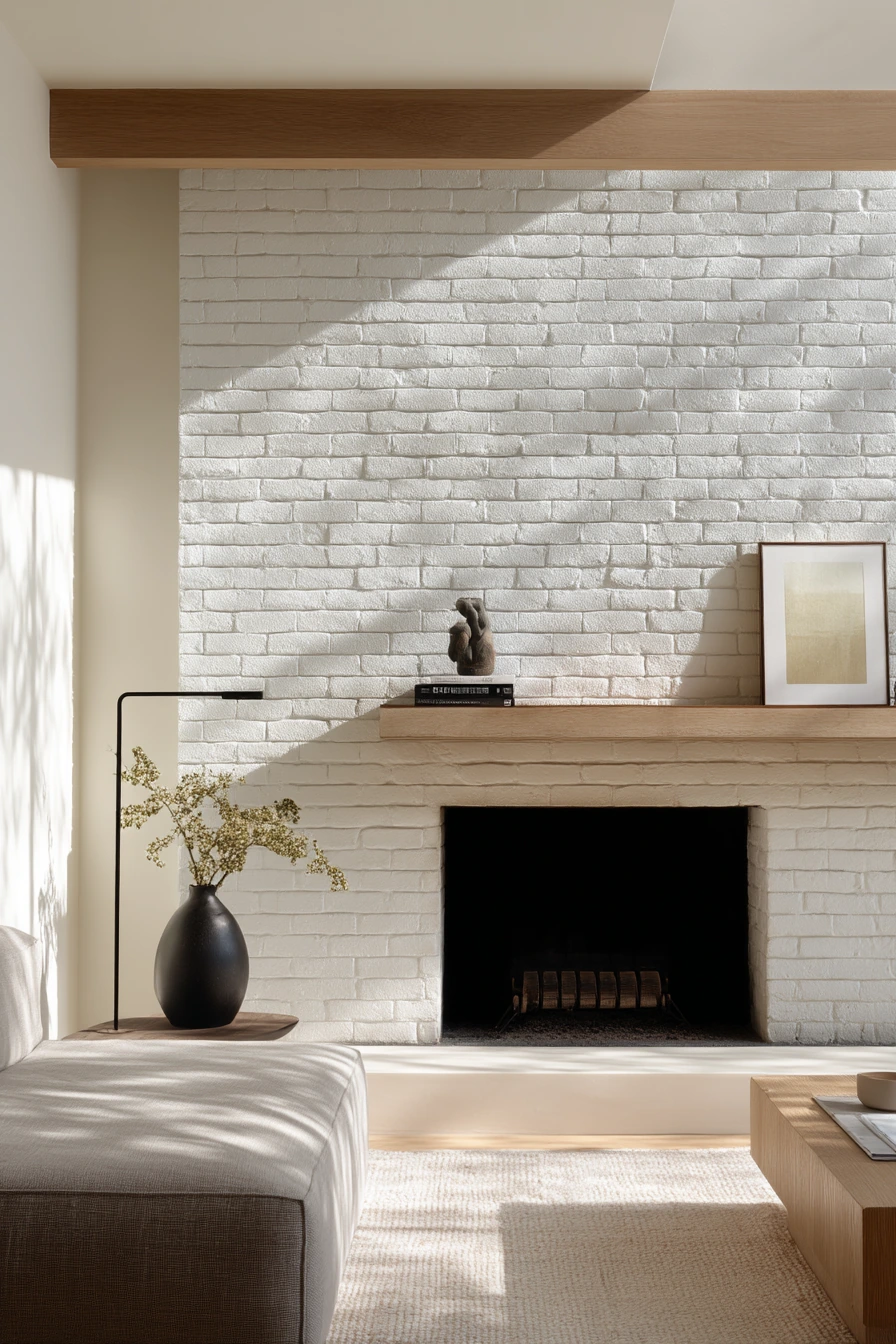 white brick fireplace ideas 14