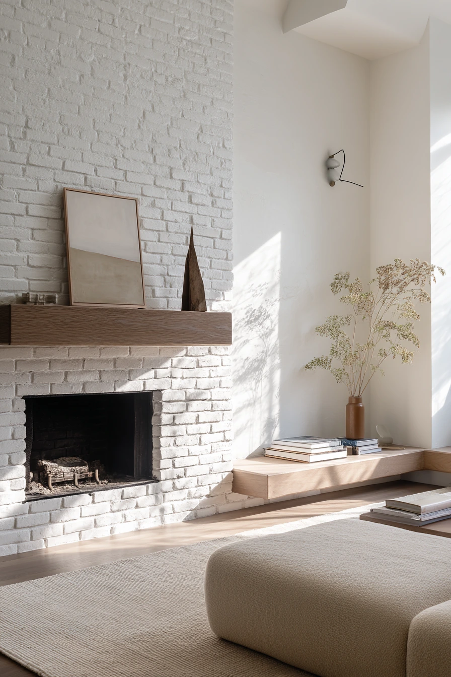 white brick fireplace ideas 15