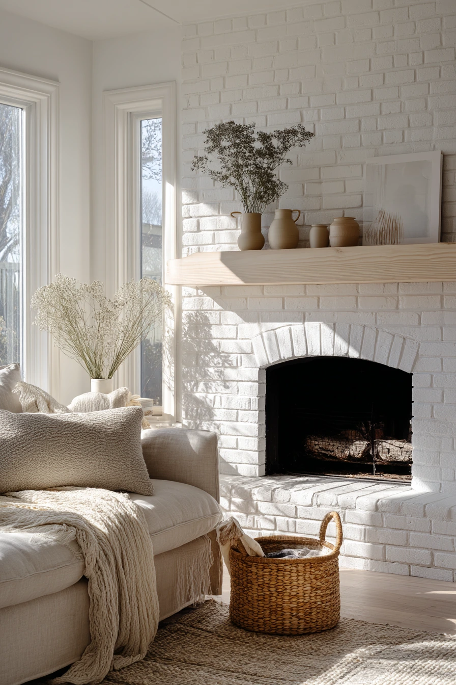 white brick fireplace ideas 21