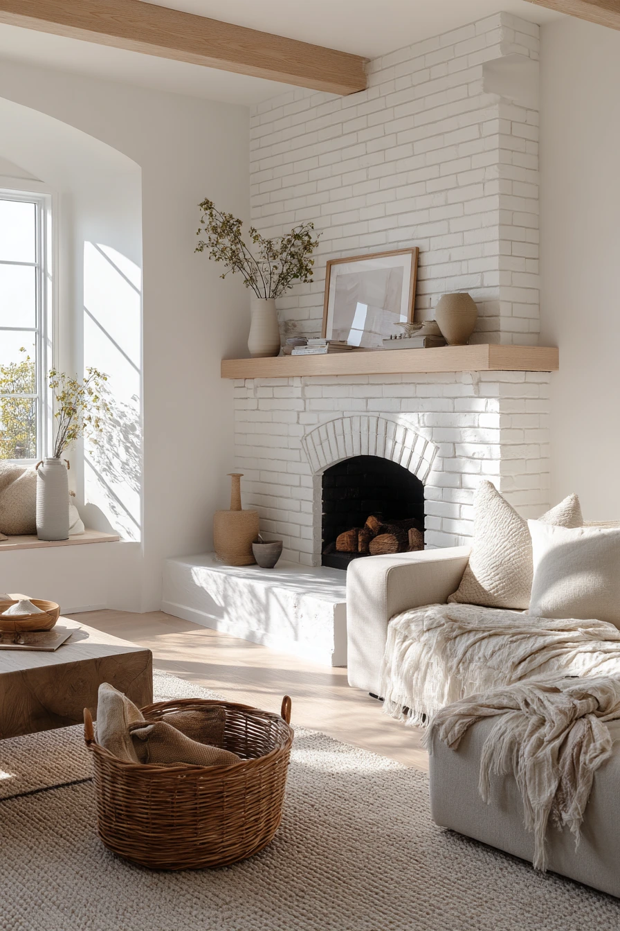 white brick fireplace ideas 22