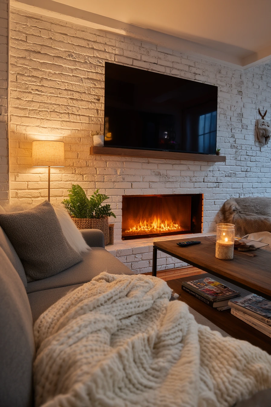 white brick fireplace ideas 25