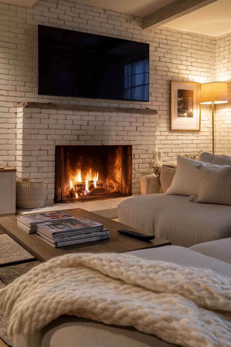 white brick fireplace ideas 26