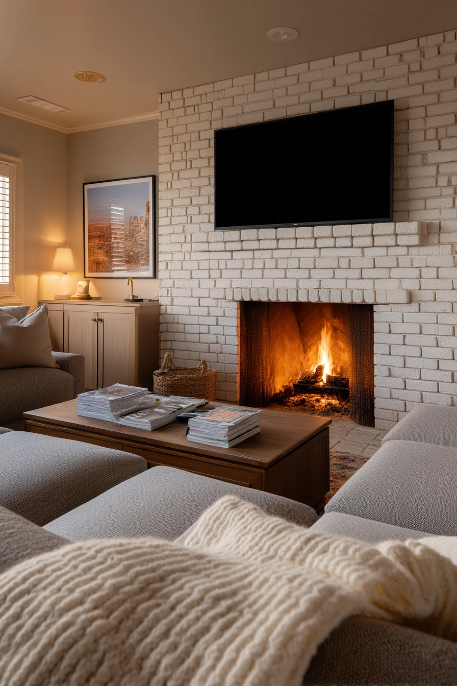white brick fireplace ideas 27