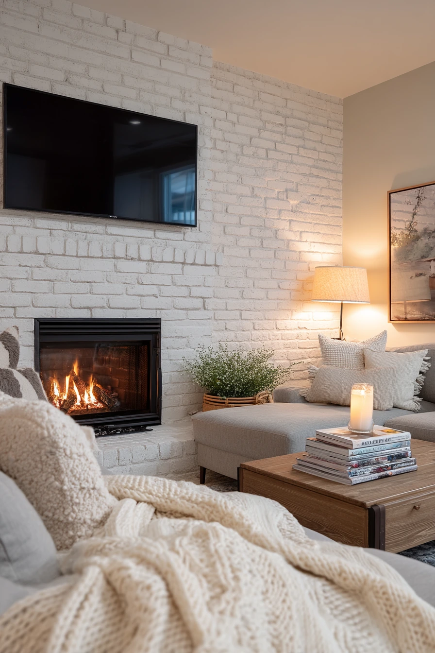 white brick fireplace ideas 28